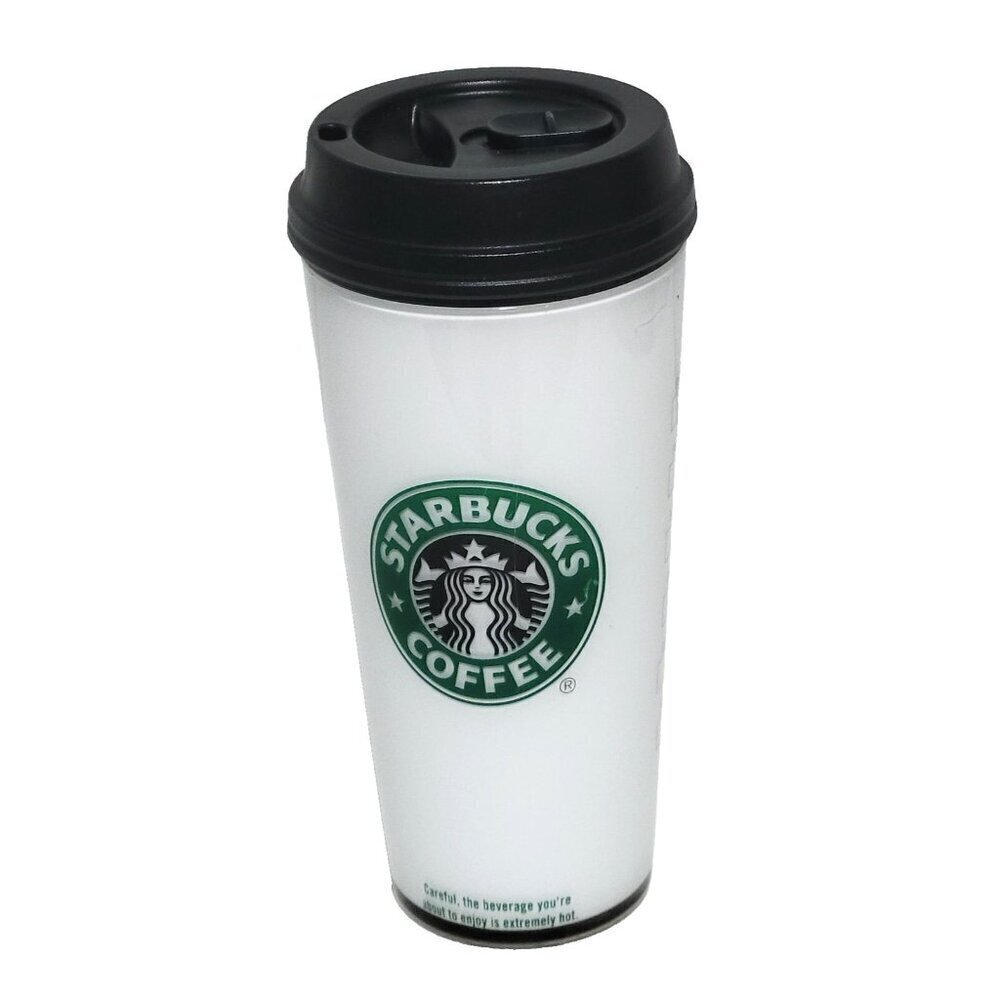 Starbucks Classic Tumbler 2008 White Logo Green Siren Mermaid Travel 16 Oz